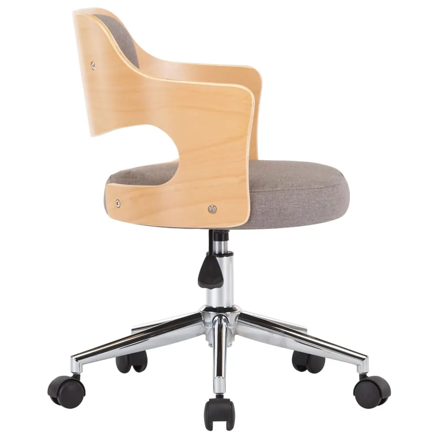 Chaises pivotantes à manger lot de 2 taupe bois courbé et tissu - 4