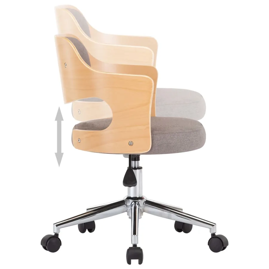 Chaises pivotantes à manger lot de 2 taupe bois courbé et tissu - 6