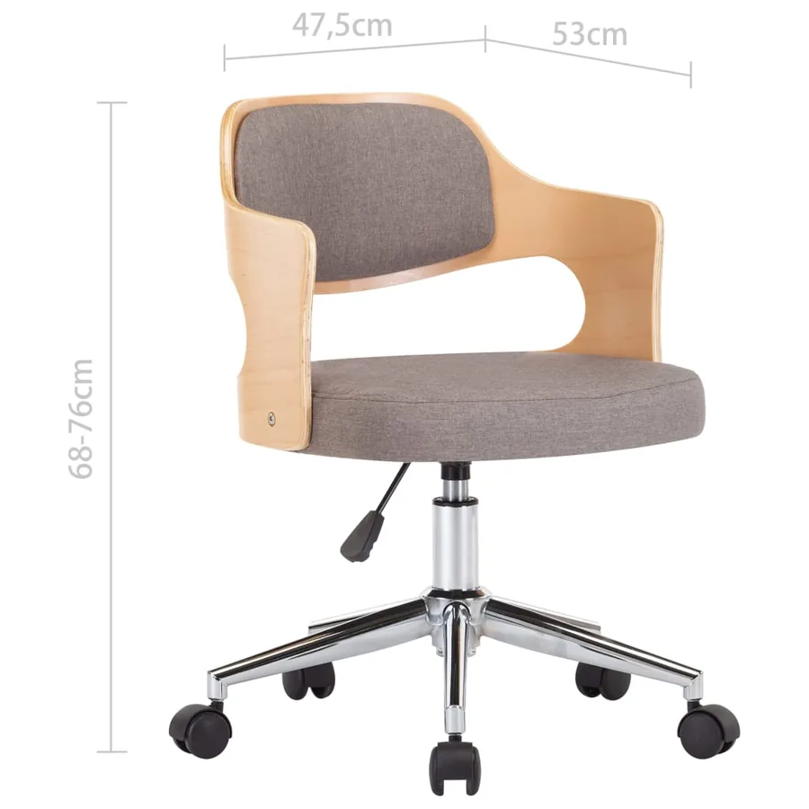Chaises pivotantes à manger lot de 2 taupe bois courbé et tissu - 9