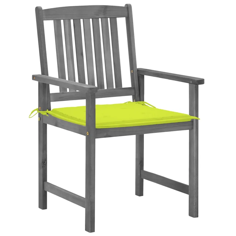 Chaises de jardin et coussins lot de 4 Gris Bois acacia massif - 3