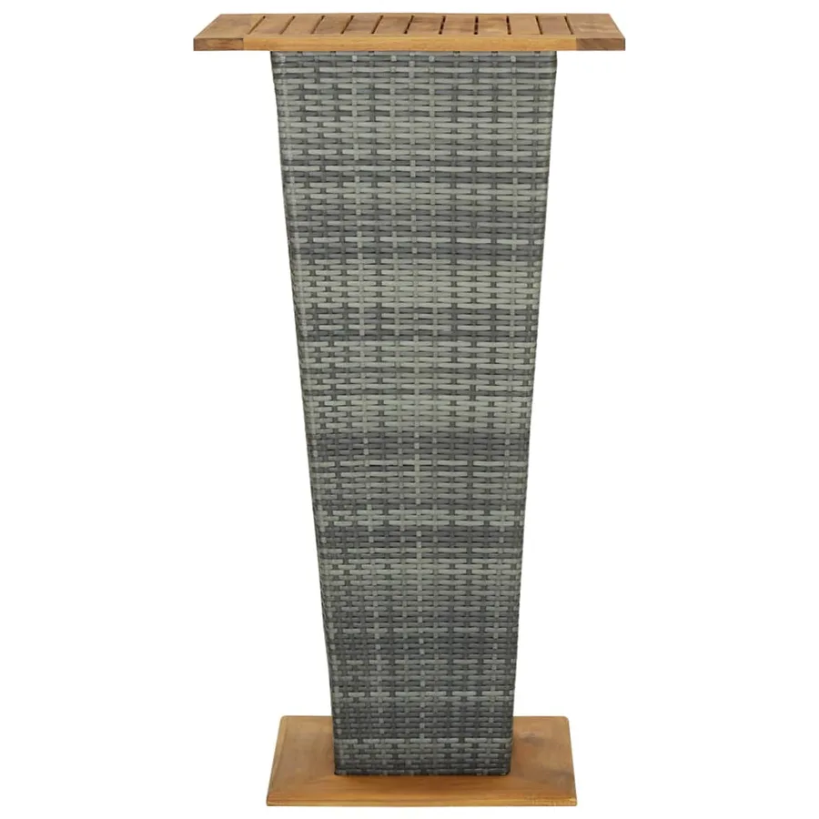 Table de bar Gris 60x60x110 cm Résine tressée et bois d'acacia - 2
