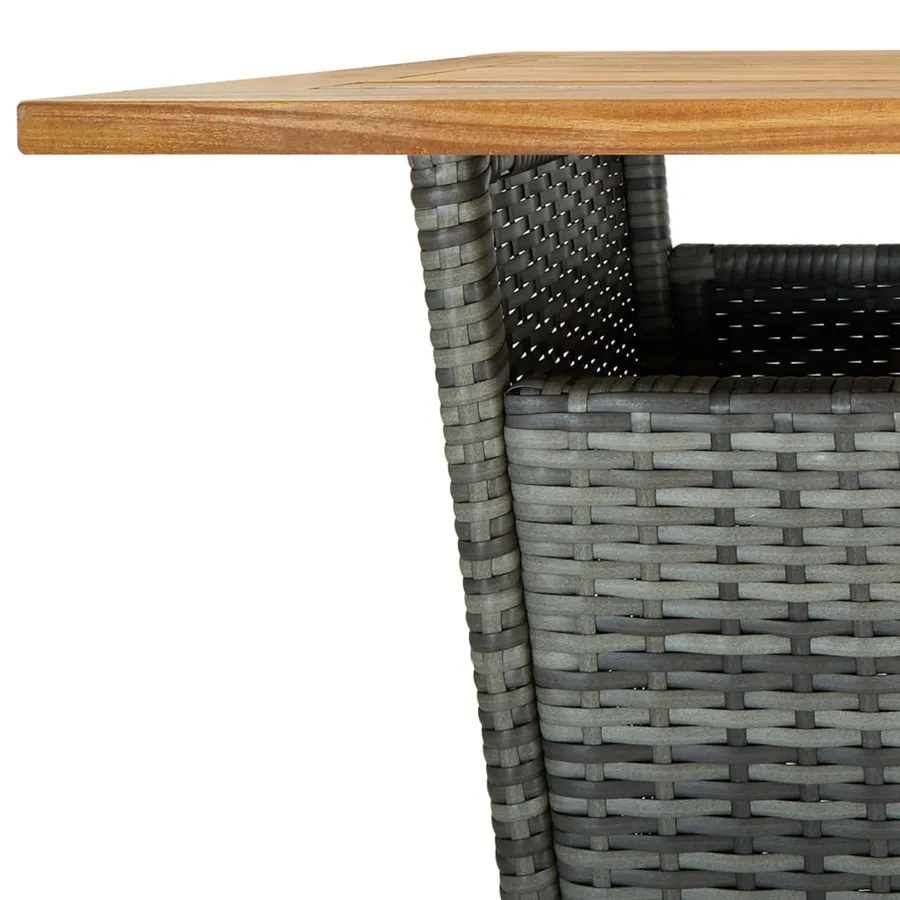 Table de bar Gris 60x60x110 cm Résine tressée et bois d'acacia - 5