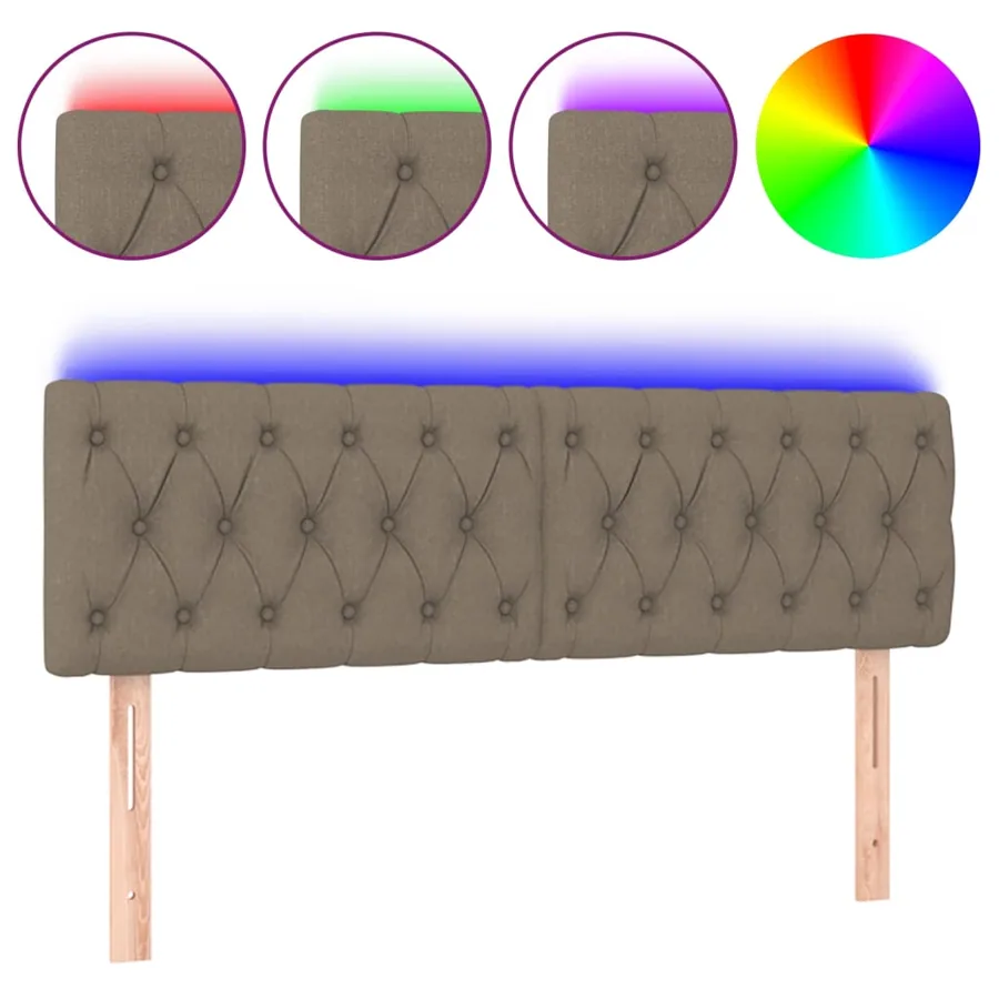 Tête de lit à LED Taupe 144x7x78/88 cm Tissu - 2