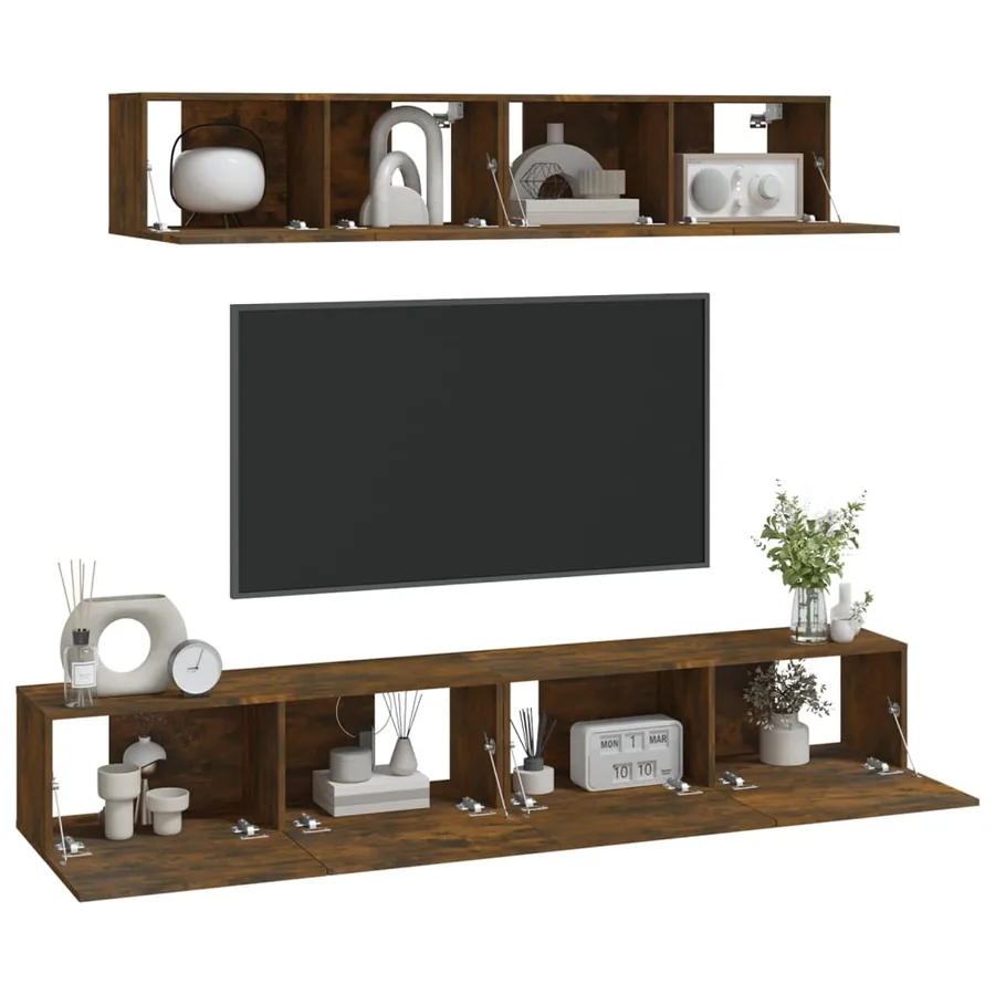 Ensemble de meubles TV 4 pcs Chêne fumé Bois d'ingénierie - 7