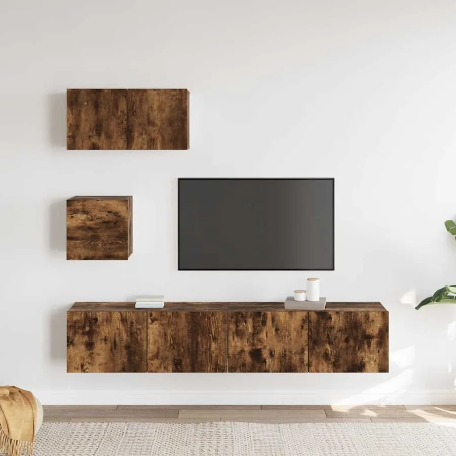 Ensemble de meubles TV 4 pcs Chêne fumé Bois d'ingénierie - 3