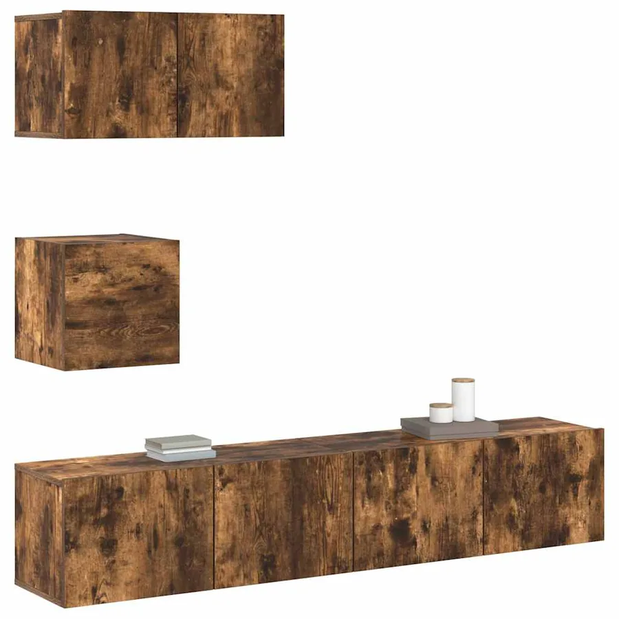 Ensemble de meubles TV 4 pcs Chêne fumé Bois d'ingénierie - 4