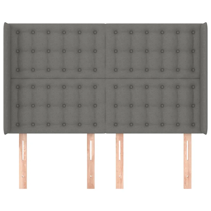 Tête de lit avec oreilles Gris foncé 147x16x118/128 cm Tissu - 3