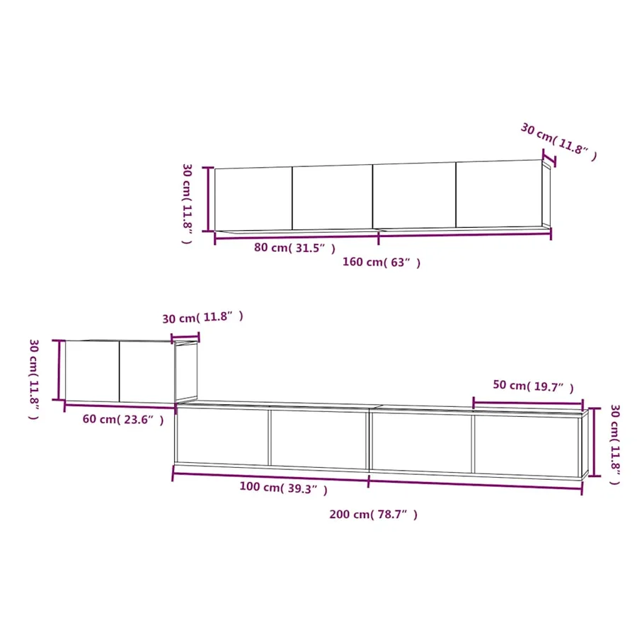 Ensemble de meubles TV 5 pcs Chêne fumé Bois d'ingénierie - 14