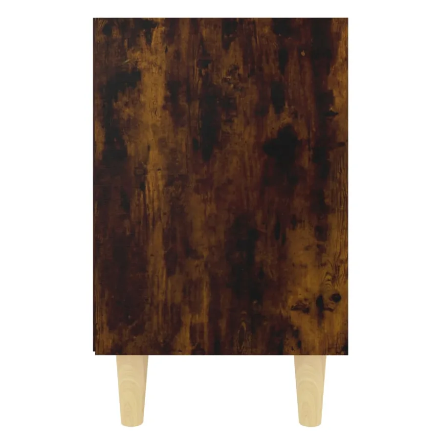 Table de chevet avec pieds en bois massif Chêne fumé 40x30x50cm - 4
