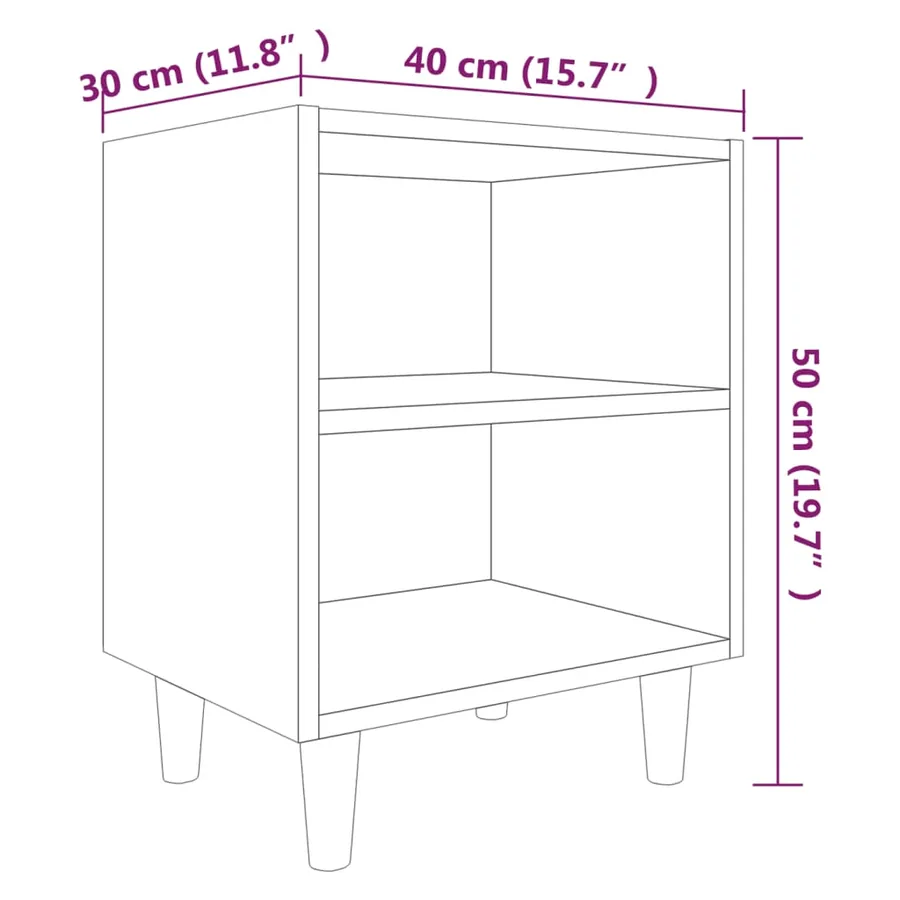 Table de chevet avec pieds en bois massif Chêne fumé 40x30x50cm - 7