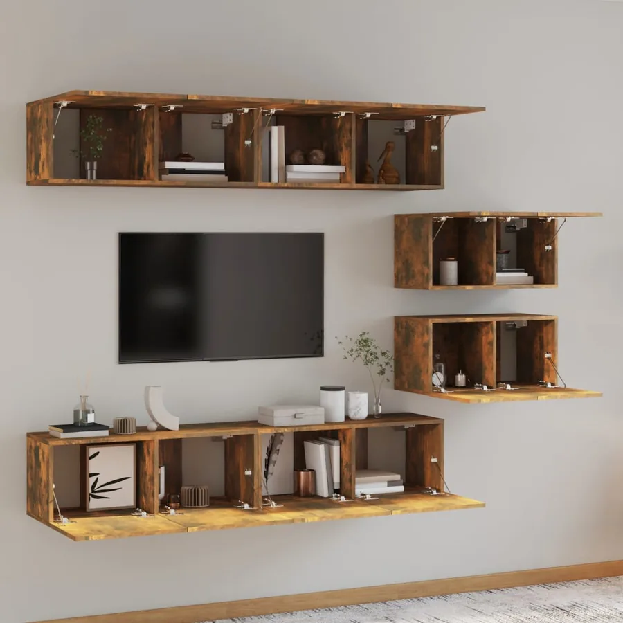 Ensemble de meubles TV 6 pcs Chêne fumé Bois d'ingénierie - 6