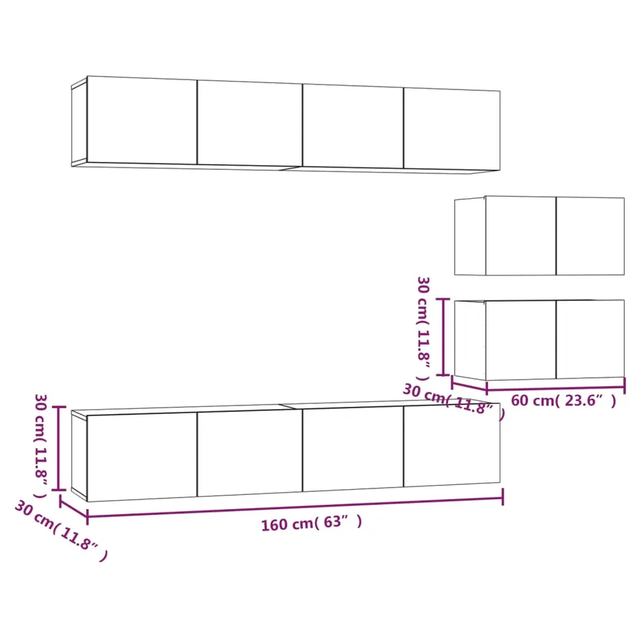Ensemble de meubles TV 6 pcs Chêne fumé Bois d'ingénierie - 9