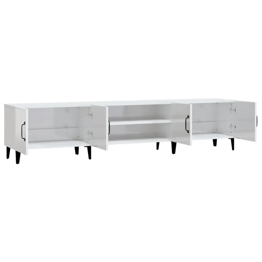 Meuble TV blanc brillant 180x31,5x40 cm bois d'ingénierie - 7