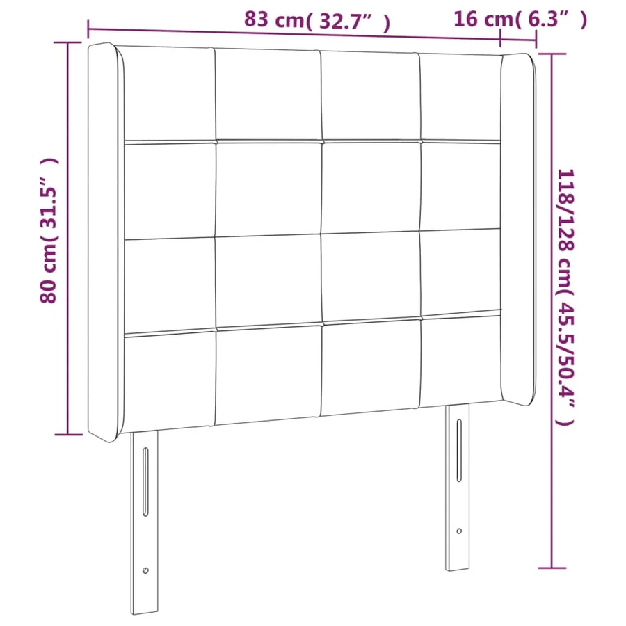 Tête de lit avec oreilles Gris foncé 83x16x118/128 cm Velours - 9