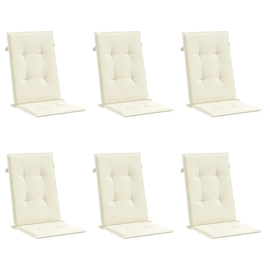 Coussins de chaise de jardin dossier haut lot de 6 crème tissu - 3