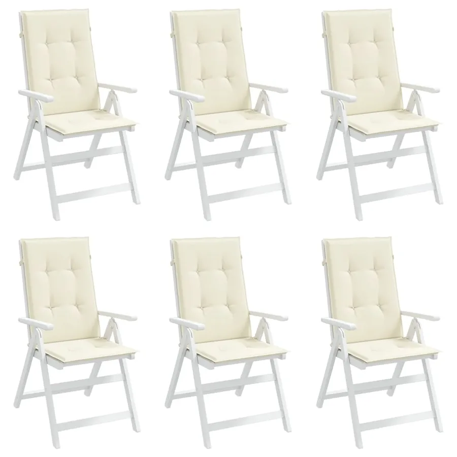 Coussins de chaise de jardin dossier haut lot de 6 crème tissu - 4