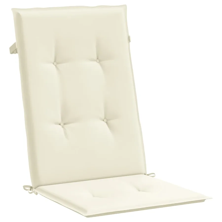 Coussins de chaise de jardin dossier haut lot de 6 crème tissu - 5
