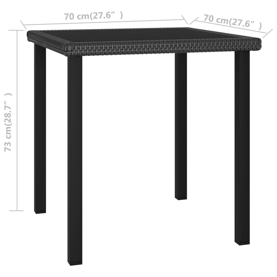 Table à dîner de jardin Noir 70x70x73 cm Résine tressée - 4