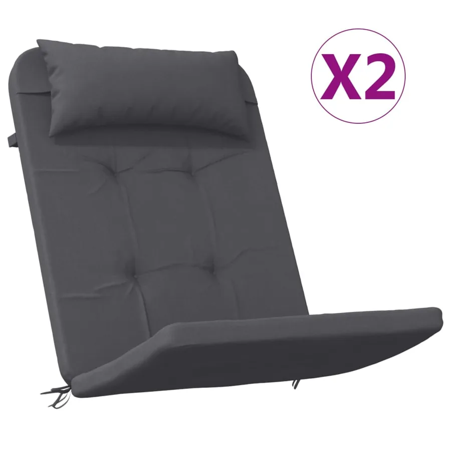 Coussins de chaise adirondack lot de 2 anthracite tissu oxford - 2