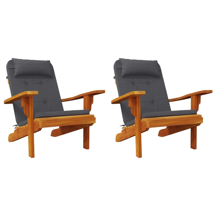 Coussins de chaise adirondack lot de 2 anthracite tissu oxford - 4