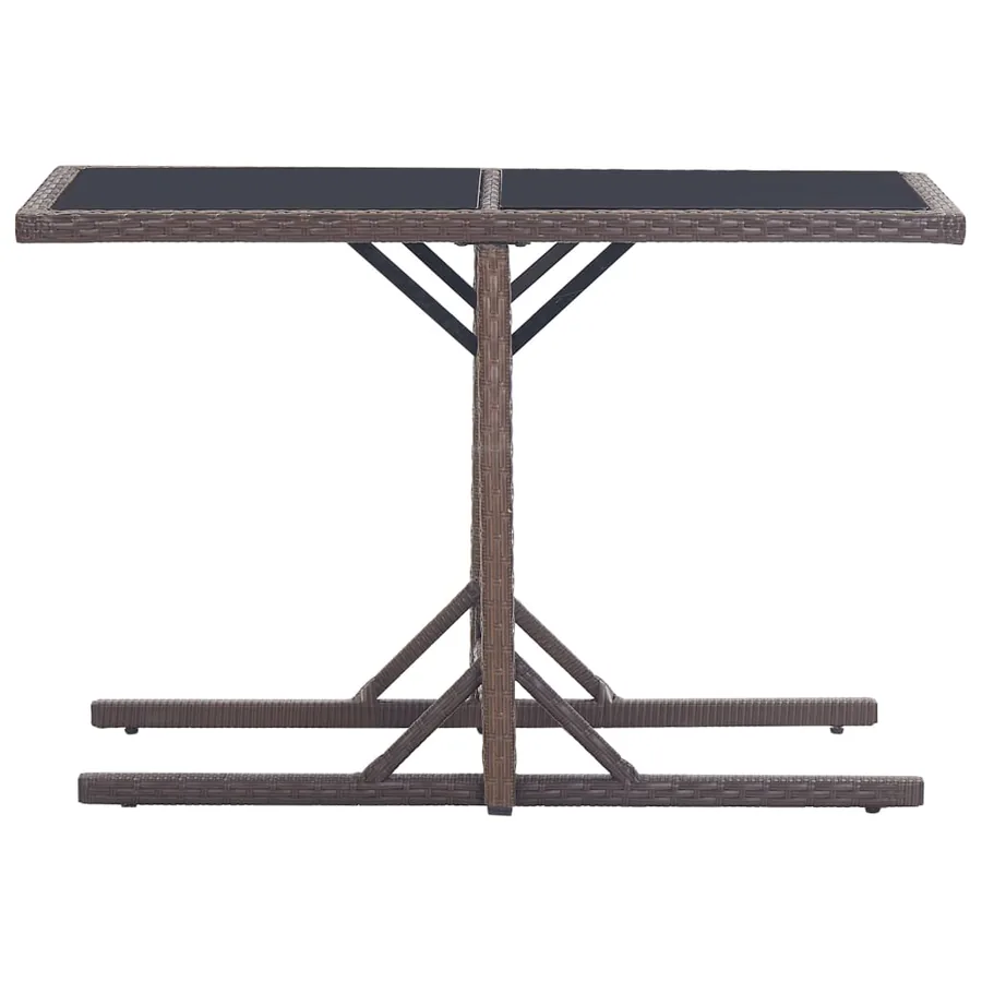 Table de jardin Marron 110x53x72 cm Verre et résine tressée - 2