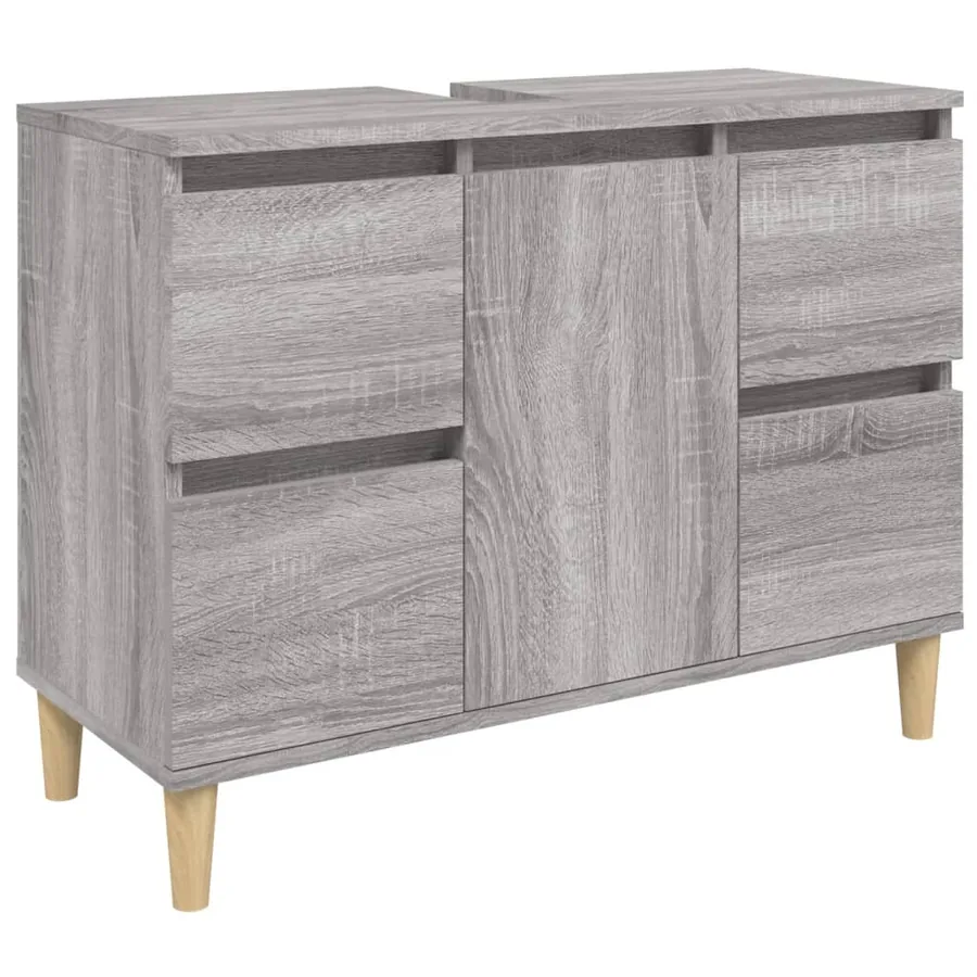 Meuble d'évier sonoma gris 80x33x60 cm bois d'ingénierie - 2