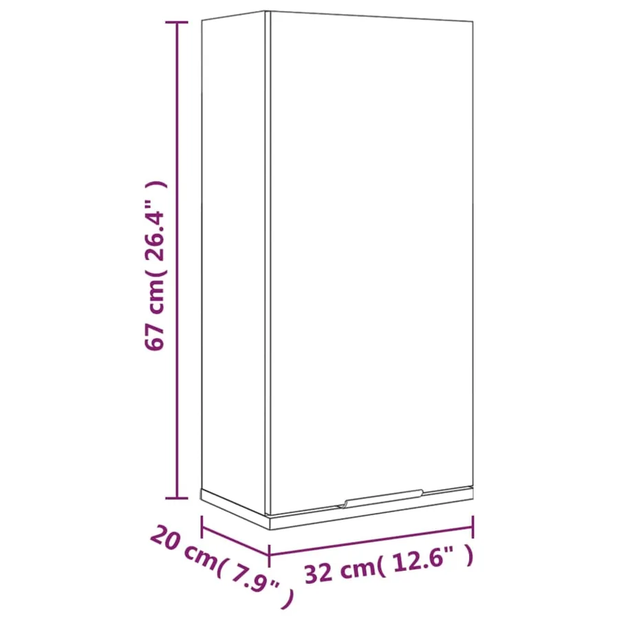 Armoire de salle de bain murale Sonoma gris 32x20x67 cm - 11