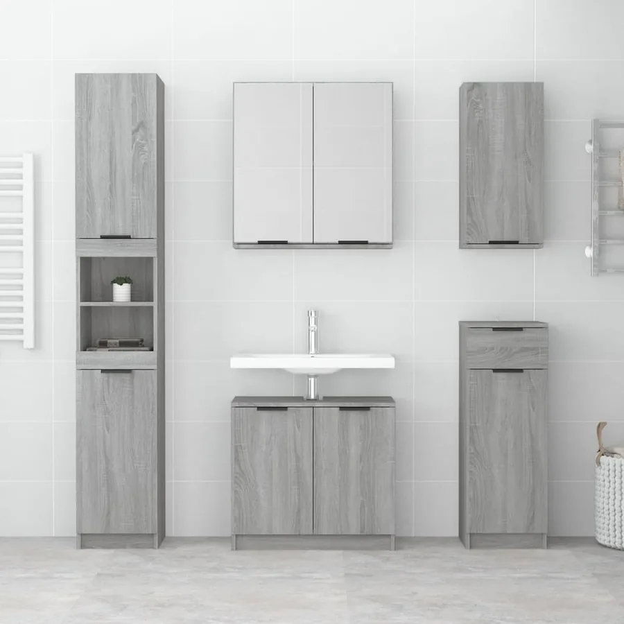 Armoire de salle de bain murale Sonoma gris 32x20x67 cm - 3
