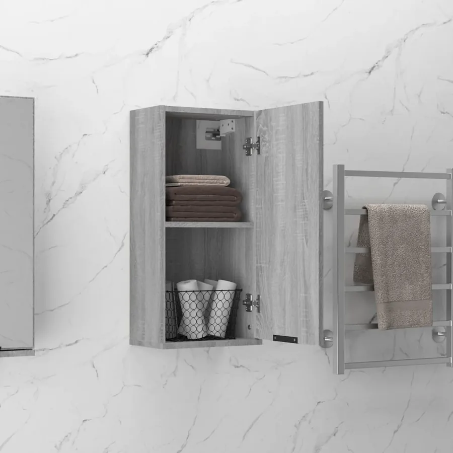 Armoire de salle de bain murale Sonoma gris 32x20x67 cm - 4