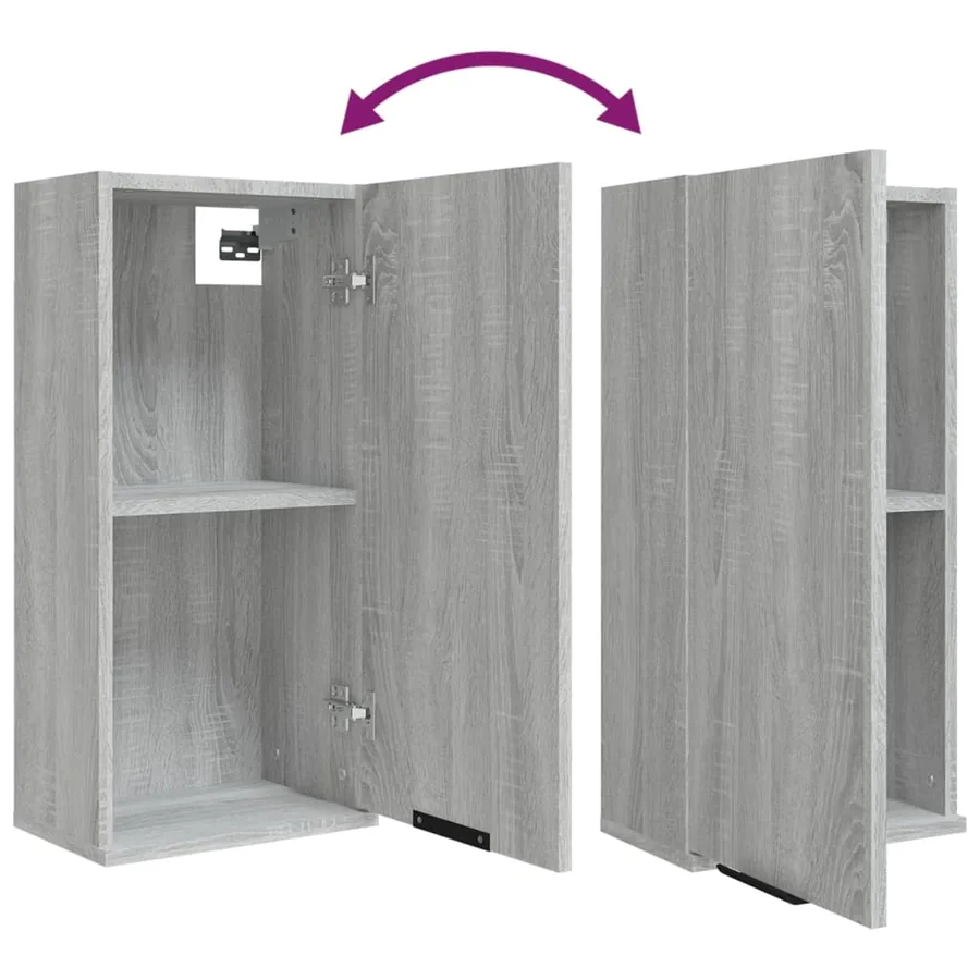 Armoire de salle de bain murale Sonoma gris 32x20x67 cm - 9