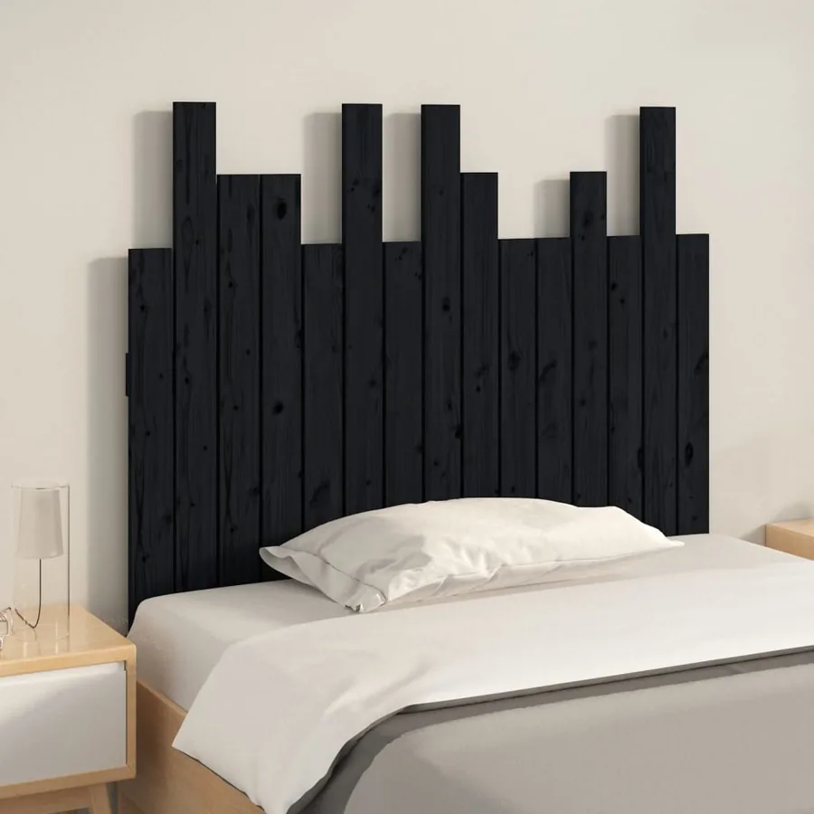 Tête de lit murale Noir 95,5x3x80 cm Bois massif de pin - 3