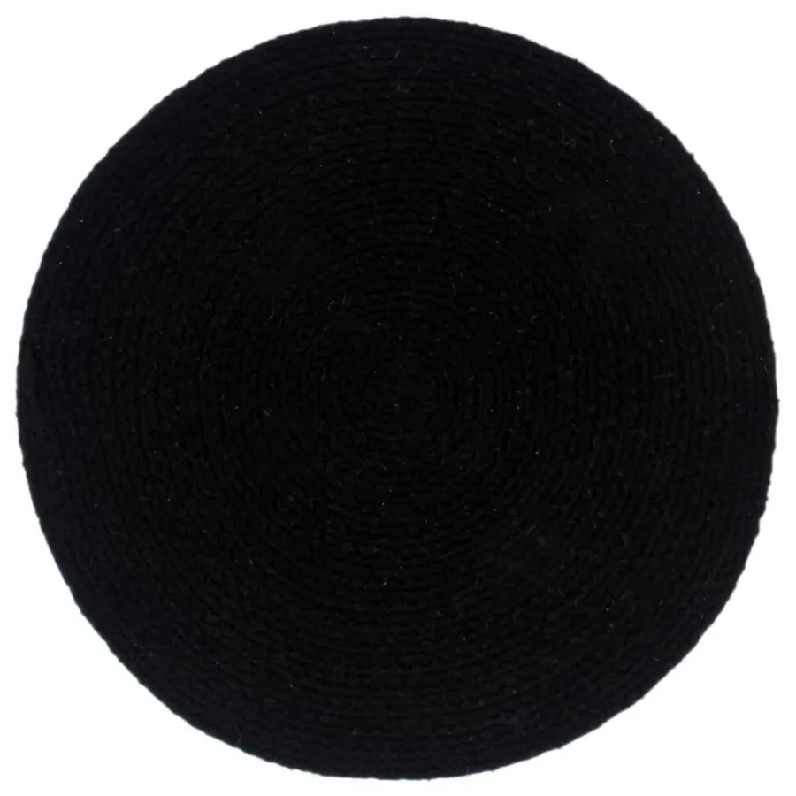 Napperons 6 pcs Noir Plain 38 cm Rond Coton - 2