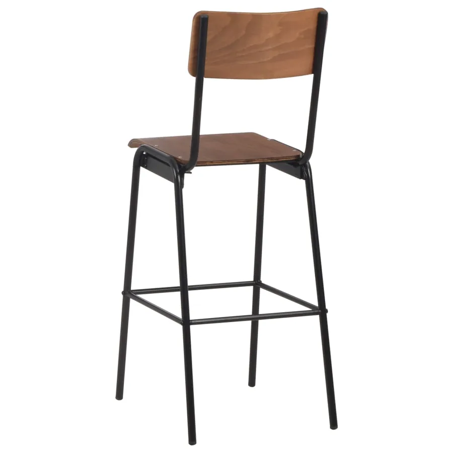 Mobilier de bar 3 pcs Acier Marron Noir - 11