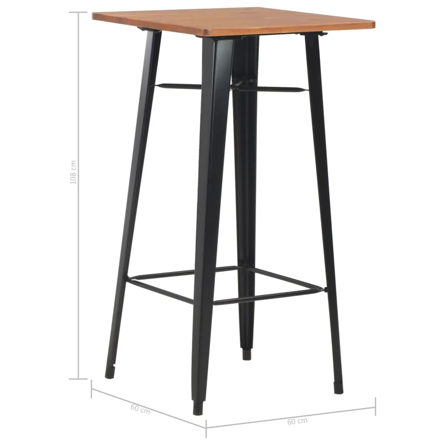 Mobilier de bar 3 pcs Acier Marron Noir - 14
