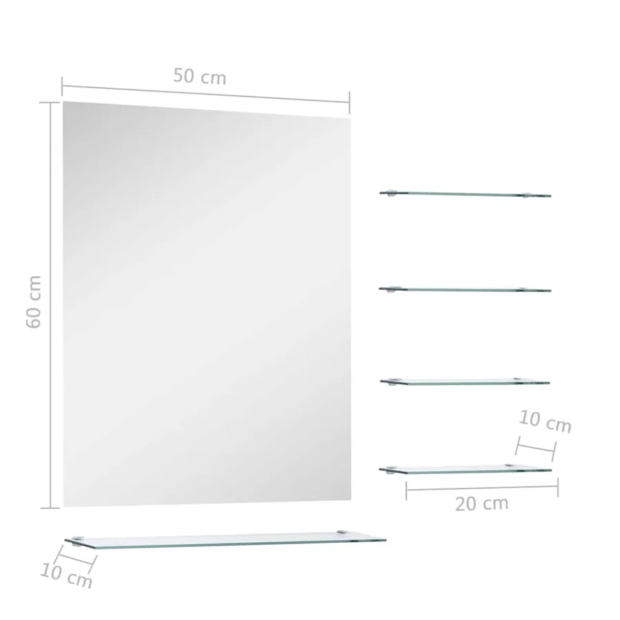 Miroir mural avec 5 étagères Argenté 50 x 60 cm - 6