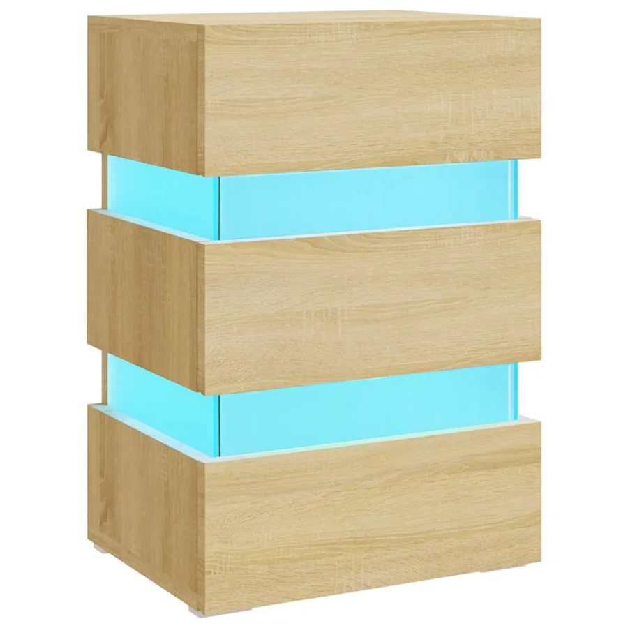 Table de chevet à LED chêne sonoma 45x35x67cm bois d'ingénierie - 2