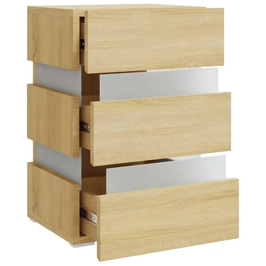 Table de chevet à LED chêne sonoma 45x35x67cm bois d'ingénierie - 4