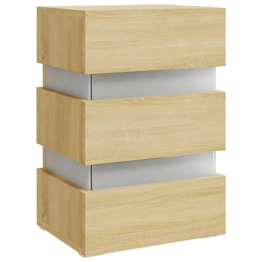 Table de chevet à LED chêne sonoma 45x35x67cm bois d'ingénierie - 5