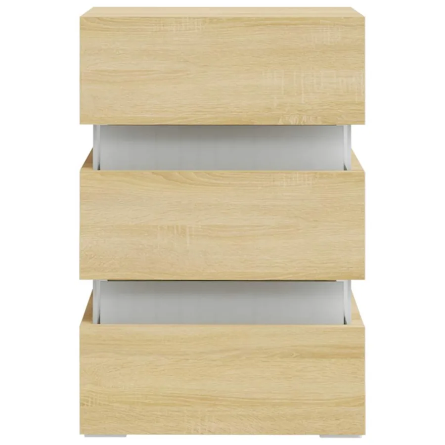 Table de chevet à LED chêne sonoma 45x35x67cm bois d'ingénierie - 6
