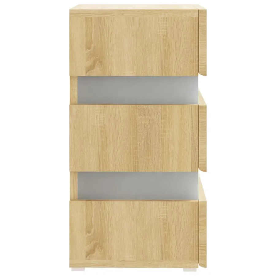 Table de chevet à LED chêne sonoma 45x35x67cm bois d'ingénierie - 7