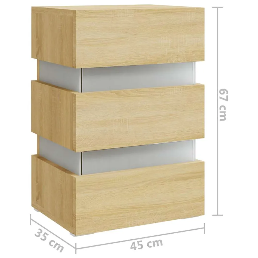 Table de chevet à LED chêne sonoma 45x35x67cm bois d'ingénierie - 8