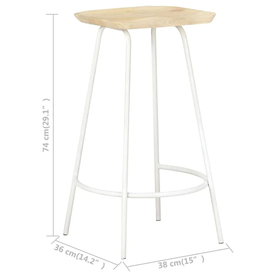 Tabourets de bar lot de 2 bois de manguier massif - 11