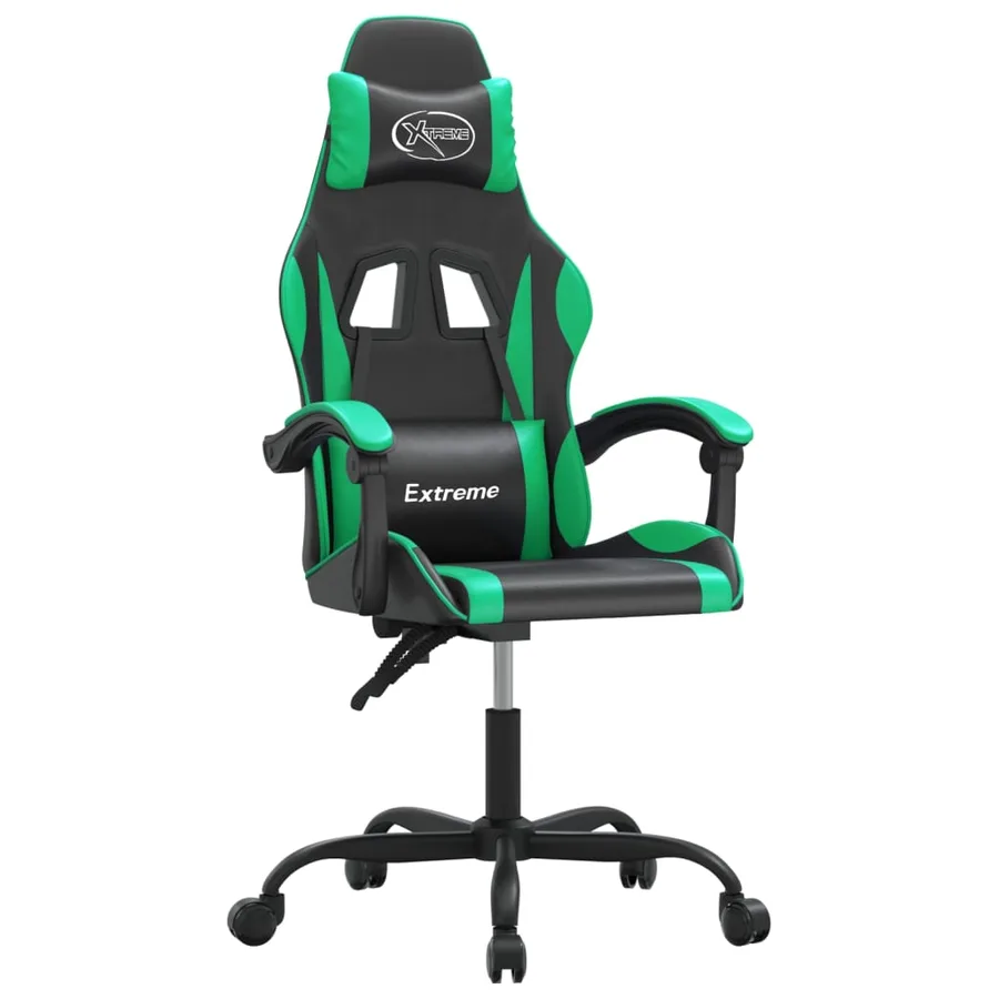 Chaise de jeu pivotante Noir et vert Similicuir - 2