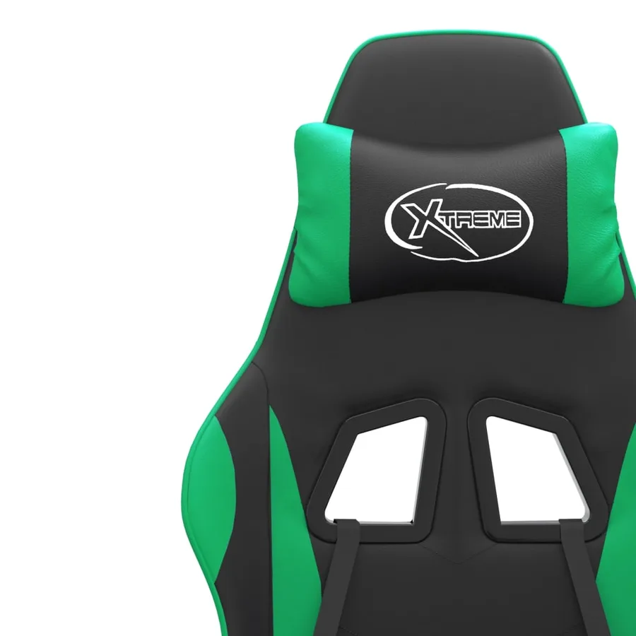 Chaise de jeu pivotante Noir et vert Similicuir - 9