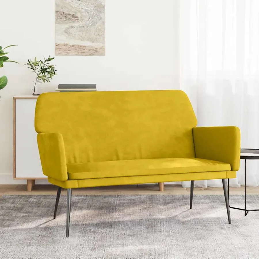 Banc Jaune 108x79x79 cm Velours
