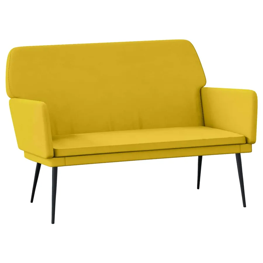 Banc Jaune 108x79x79 cm Velours - 2