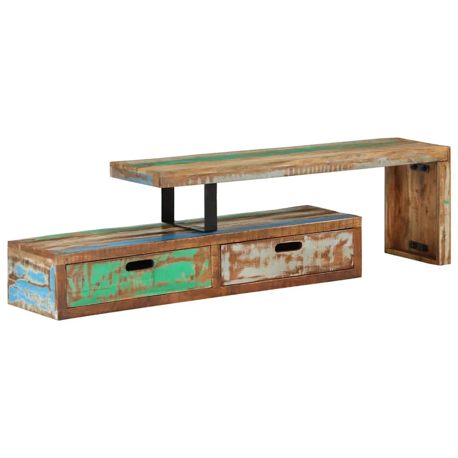 Meuble TV (118-200) x 30 x 40 cm en bois massif recyclé