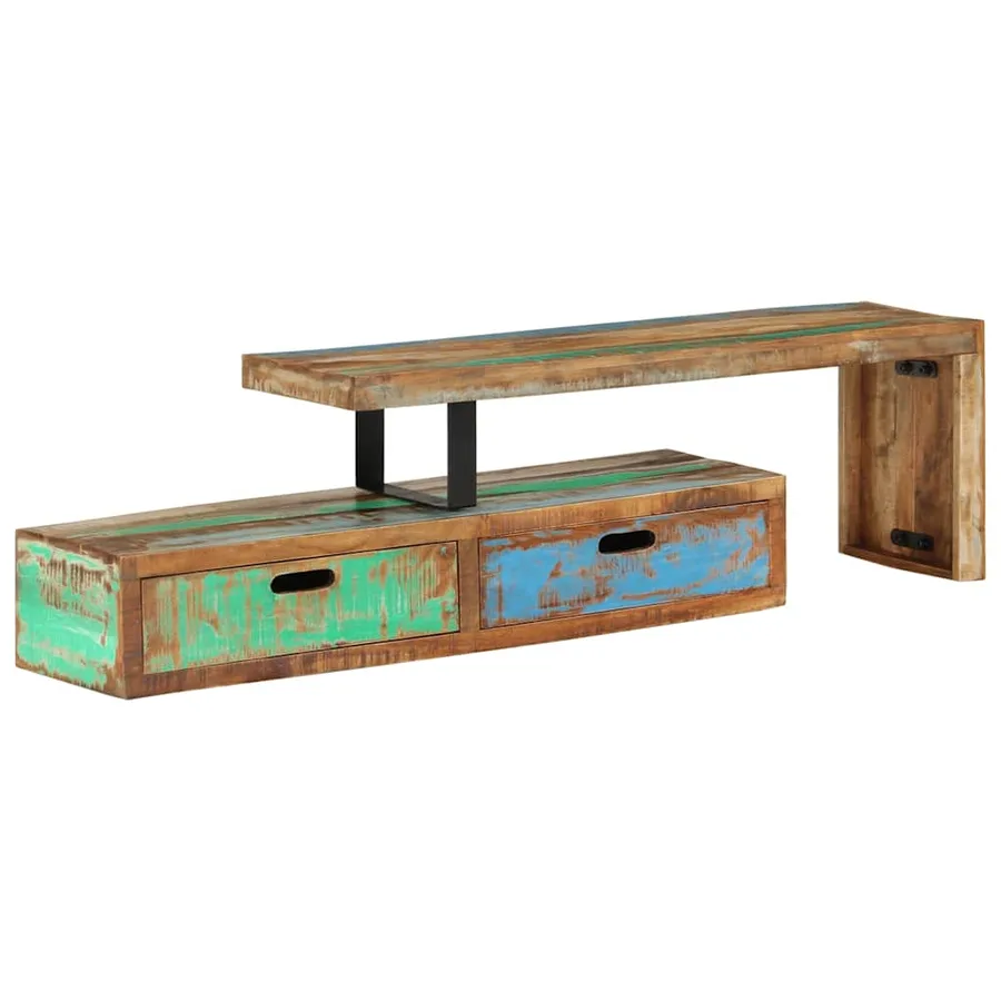 Meuble TV (118-200) x 30 x 40 cm en bois massif recyclé - 4