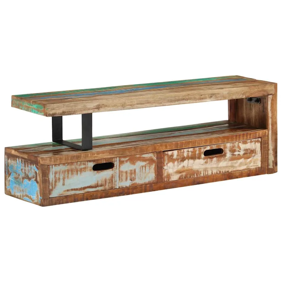 Meuble TV (118-200) x 30 x 40 cm en bois massif recyclé - 9