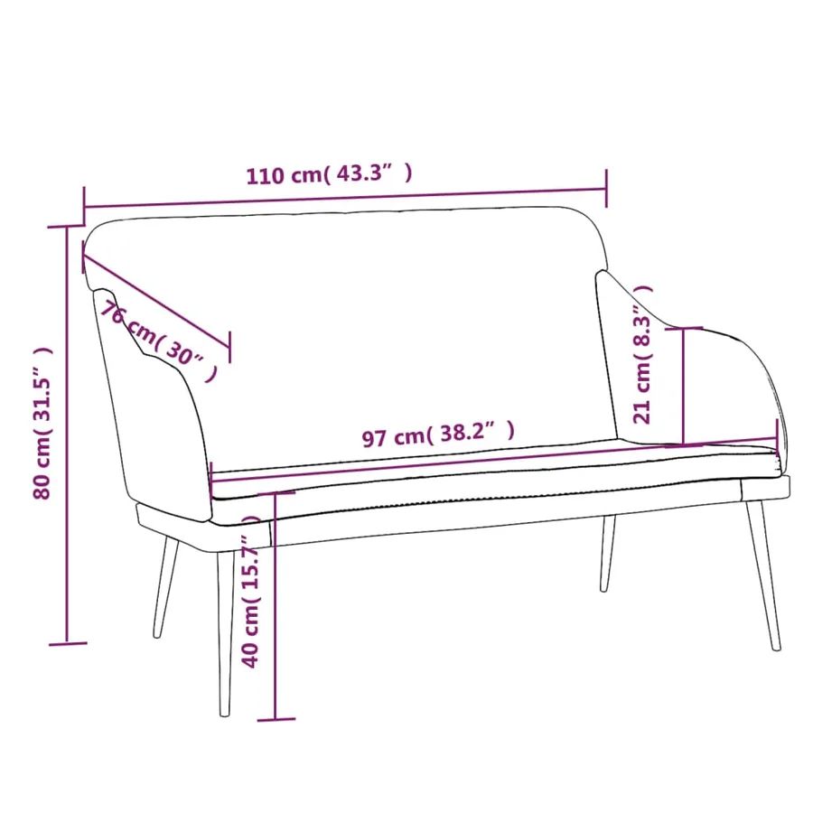 Banc Gris clair 110x76x80 cm Velours - 8